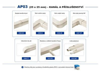 AP03 Kanál 25 x 25 mm slonová kost + komponenty