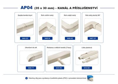 AP04 Kanál 35 x 30 mm slonová kost + komponenty