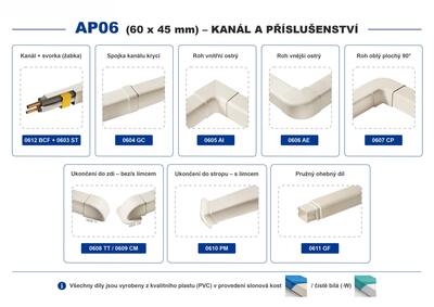 AP06 Kanál 60 x 45 mm bílý + komponenty