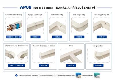 AP09 Kanál 90 x 65 mm slonová kost + komponenty