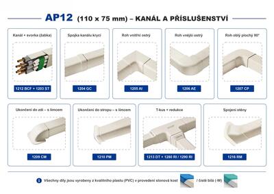 AP12 Kanál 110 x 75 mm slonová kost + komponenty