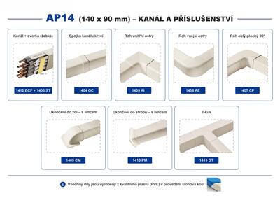 AP14 Kanál 140 x 90 mm slonová kost + komponenty